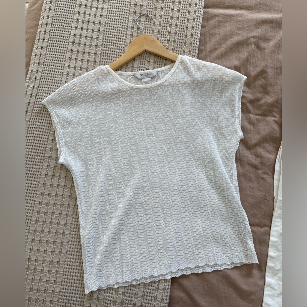 Tanjay Petites White Short Sleeve Top Size Pm